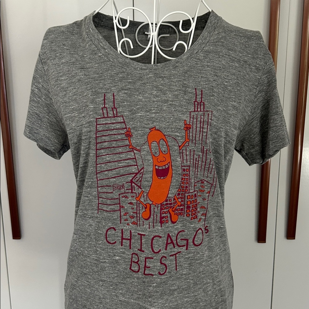 Screen printed Chicago Weiner on American Apparel Track Shirt XL